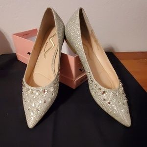 Nina silver diamond flat shoes